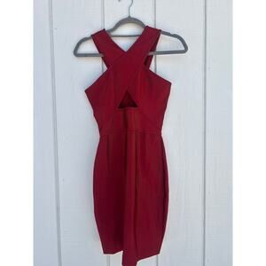 By The Way. Sexy Red Bandage Cut Out Full Zip Dress, Stretchy,‎ Size S